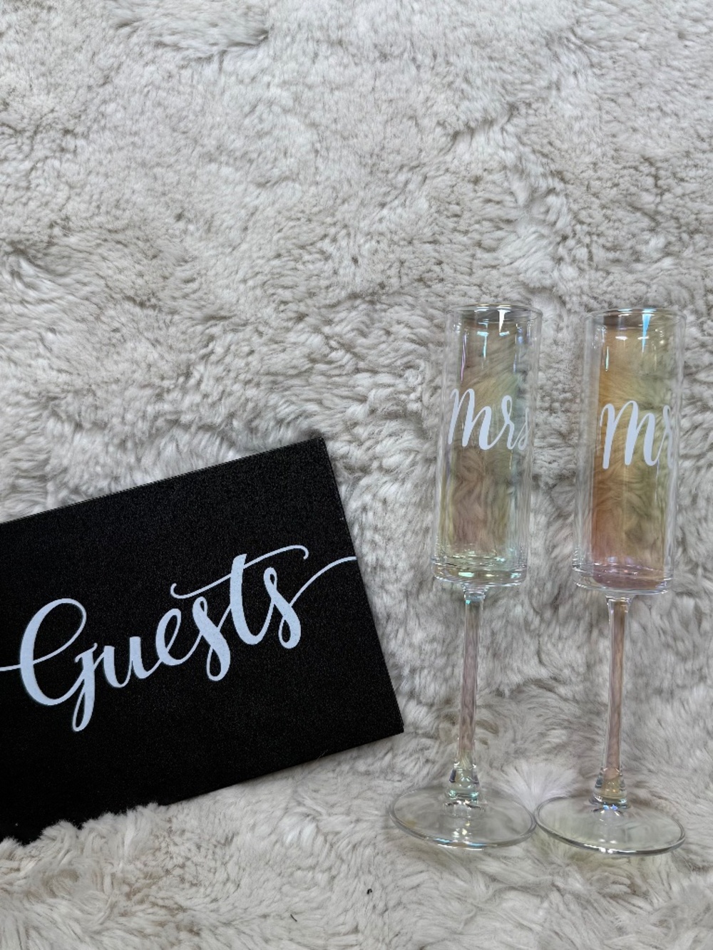 Wedding Mr. & Mrs. Champagne Glasses and Guest Book
